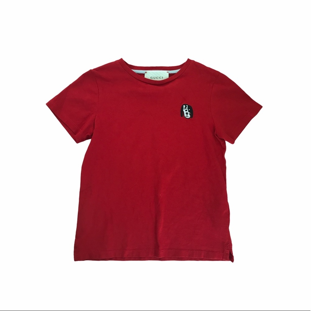 GUCCI kids puppy red short sleeve T shirt